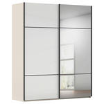 SCHWEBETÜRENSCHRANK 201/223/68 cm 2-türig Weiß, Champagner  - Champagner/Schwarz, KONVENTIONELL, Glas/Holzwerkstoff (201/223/68cm) - Novel