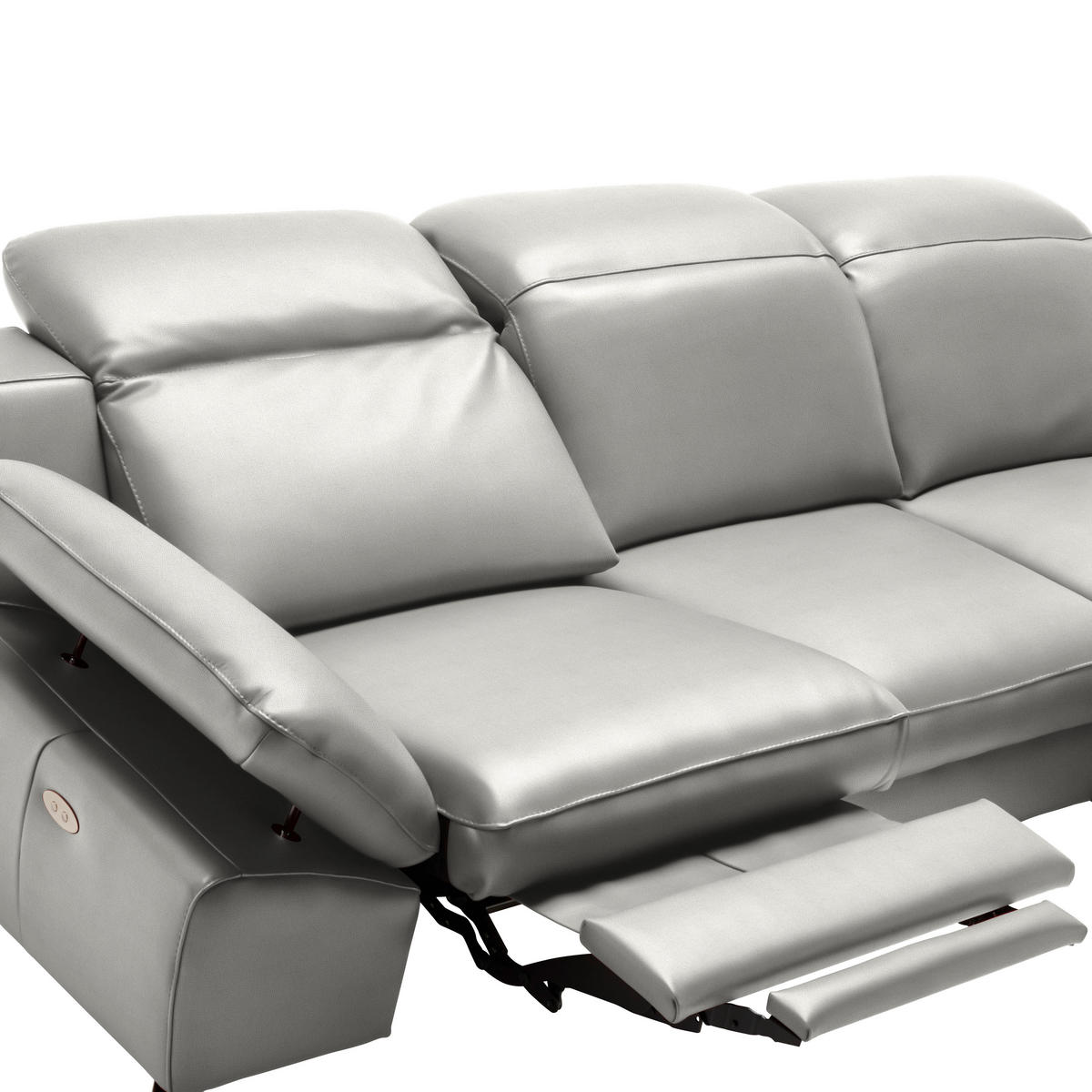 ECKSOFA in Echtleder Grau  286/183 cm  - Schwarz/Grau, Design, Leder/Metall (286/183cm) - Celina Home