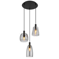 HÄNGLAMPA 43/150 cm  - svart, Design, metall/glas (43/150cm) - Globo