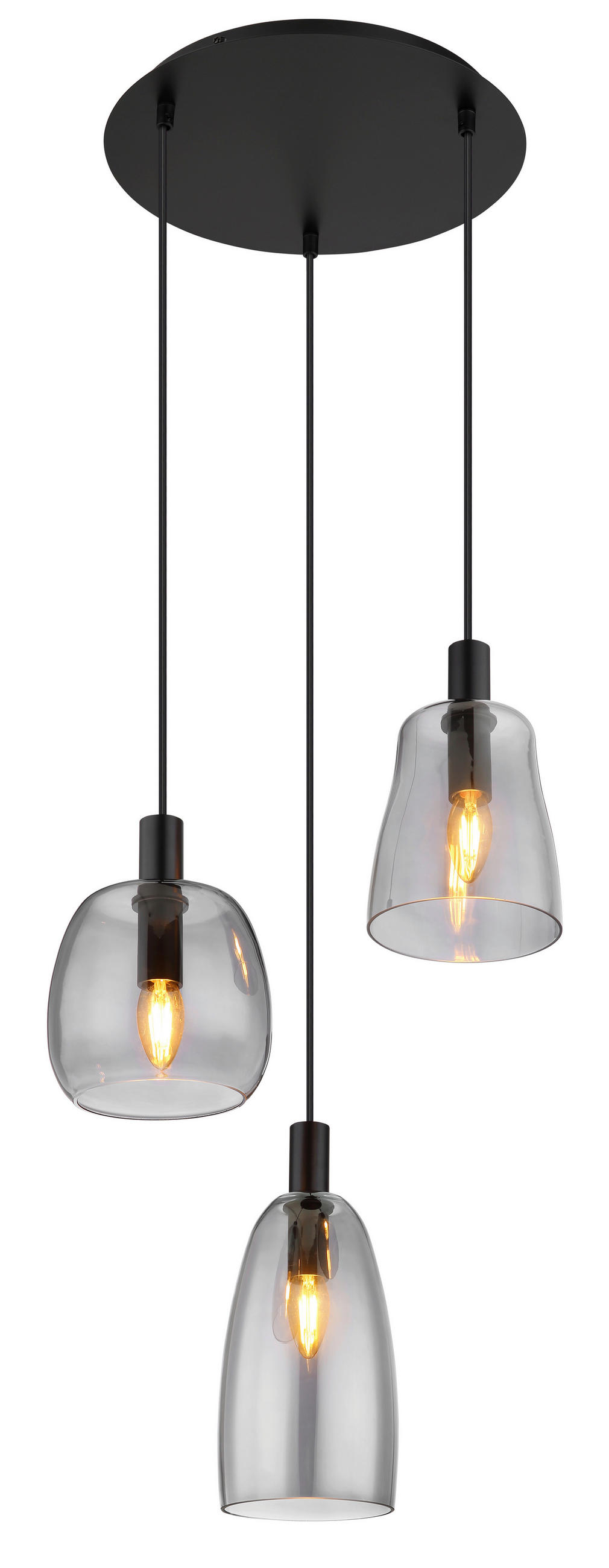 HÄNGLAMPA 43/150 cm  - svart, Design, metall/glas (43/150cm) - Globo
