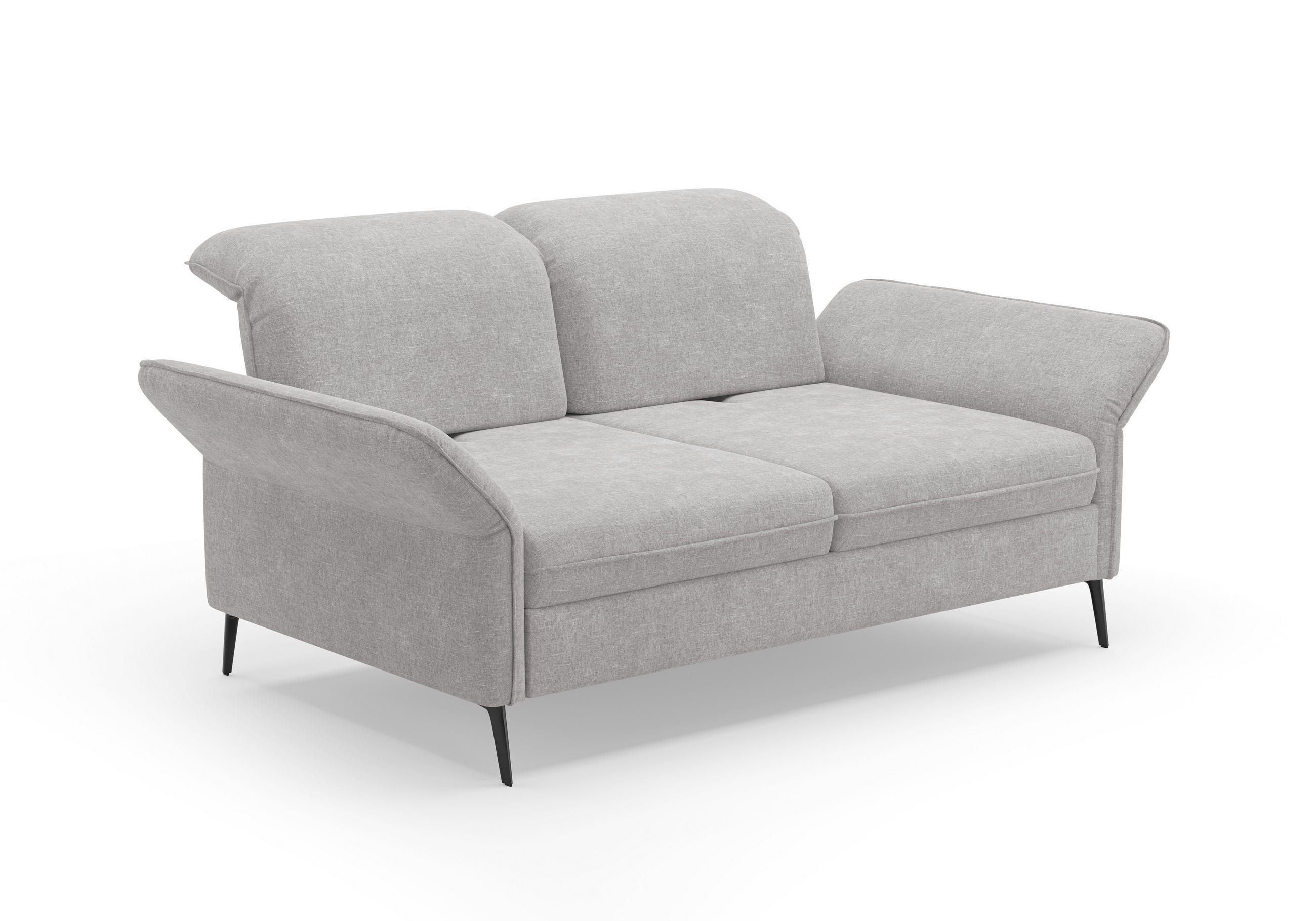 3-SITZER-SOFA in Flachgewebe Hellgrau  - Hellgrau/Schwarz, Konventionell, Textil/Metall (199/92/123cm) - Sit & More