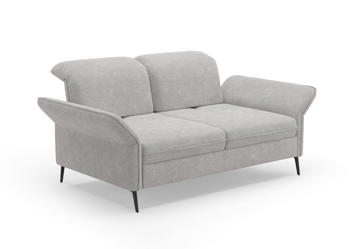 3-SITZER-SOFA in Flachgewebe Hellgrau  - Hellgrau/Schwarz, Konventionell, Textil/Metall (199/92/123cm) - Sit & More