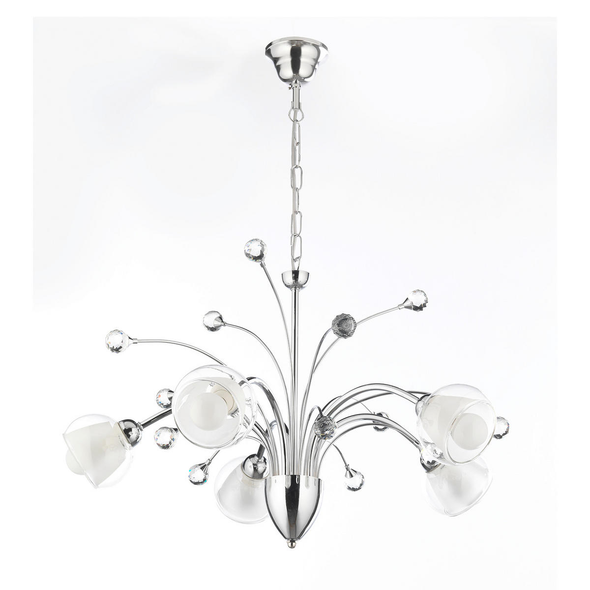 KRONLEUCHTER Wendy 60/110 cm   - Chromfarben, KONVENTIONELL, Glas/Metall (60/110cm)