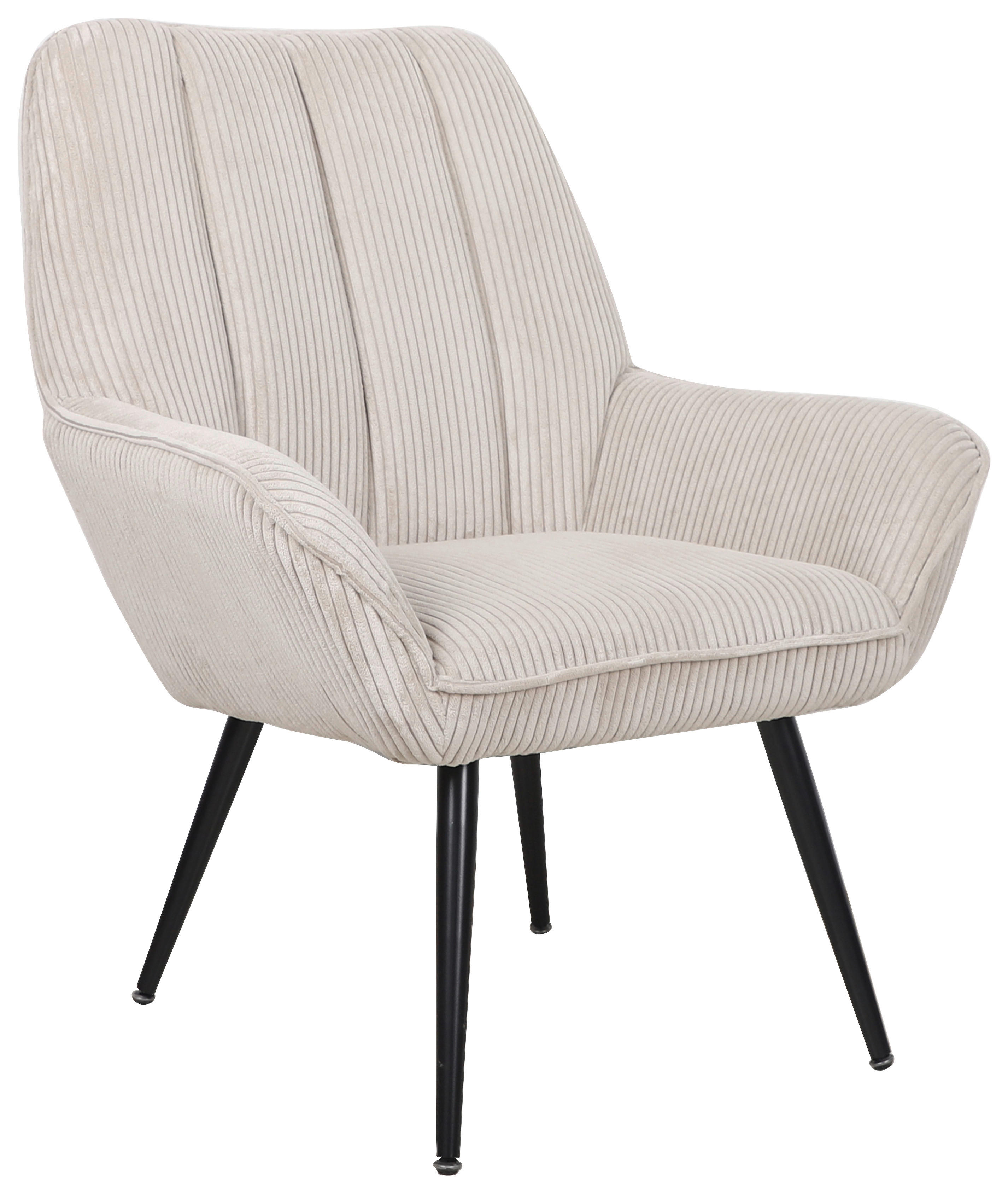 SESSEL in Cord Schwarz, Beige  - Beige/Schwarz, Design, Textil/Metall (80/96/76cm) - Cantus