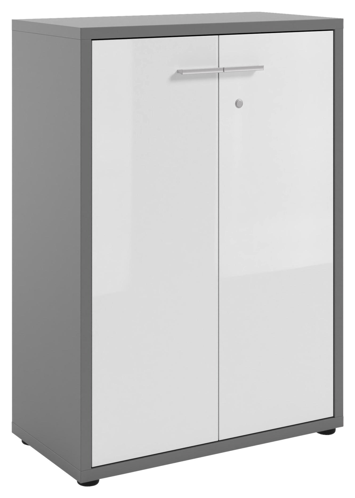 KOMMODE Texas  in 78,1/110/40 cm  - Alufarben/Schwarz, MODERN, Glas/Holzwerkstoff (78,1/110/40cm)