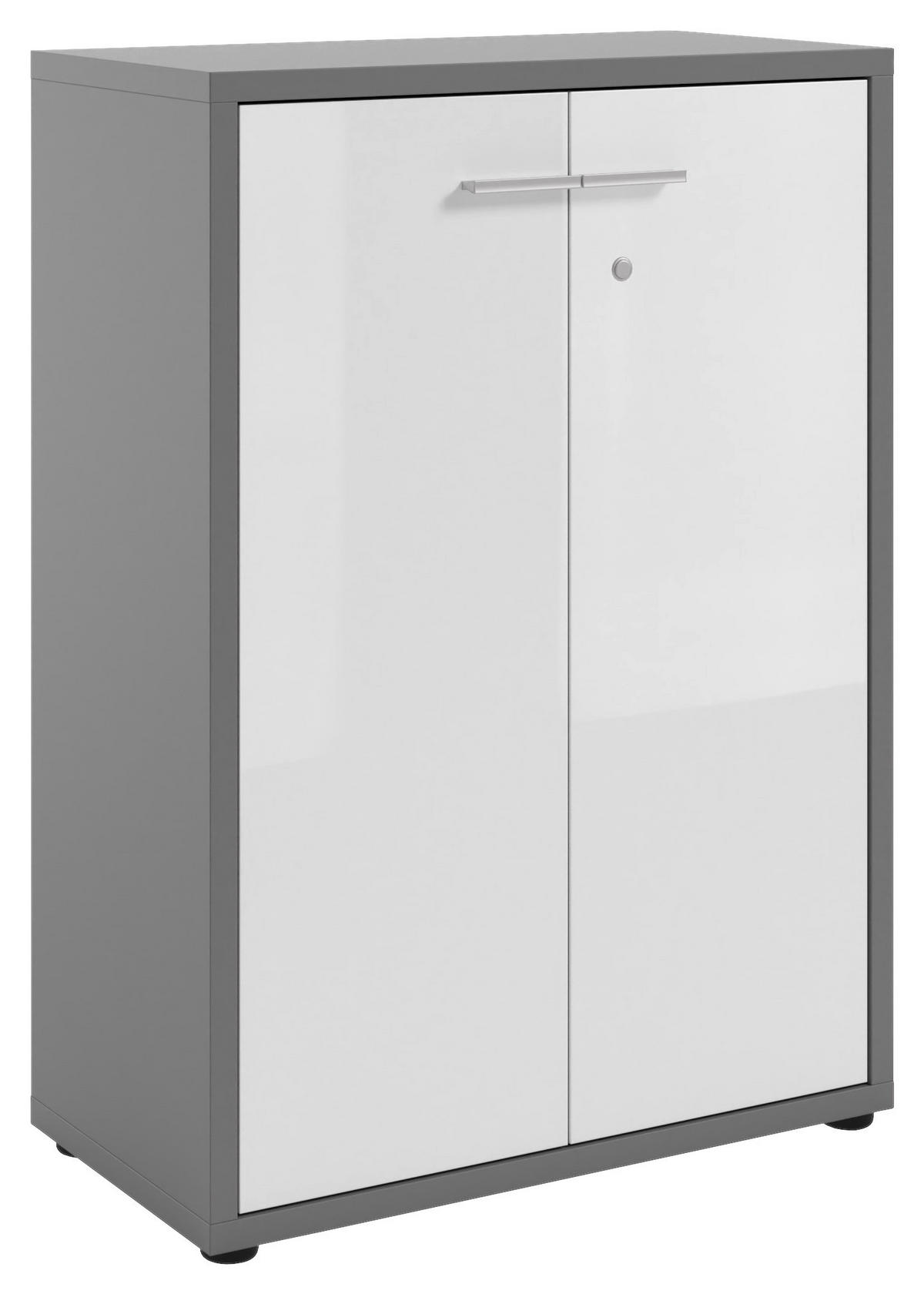 KOMMODE Texas  in 78,1/110/40 cm  - Alufarben/Schwarz, MODERN, Glas/Holzwerkstoff (78,1/110/40cm)