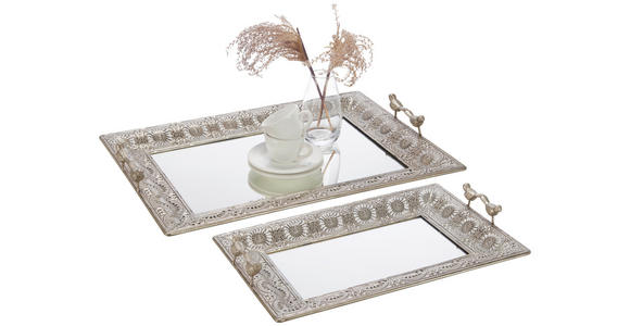 SERVIERTABLETT - Silberfarben, LIFESTYLE, Glas/Metall (51/8,5/35cm) - Ambia Home