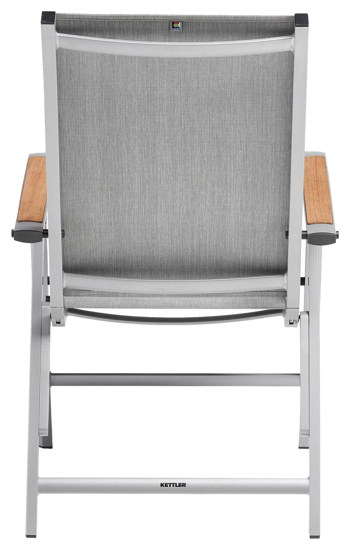 KLAPPSESSEL Netzbespannung Teakholz Hartholz Silberfarben, Hellgrau  - Silberfarben/Hellgrau, Basics, Holz/Textil (50/110/65cm) - Kettler