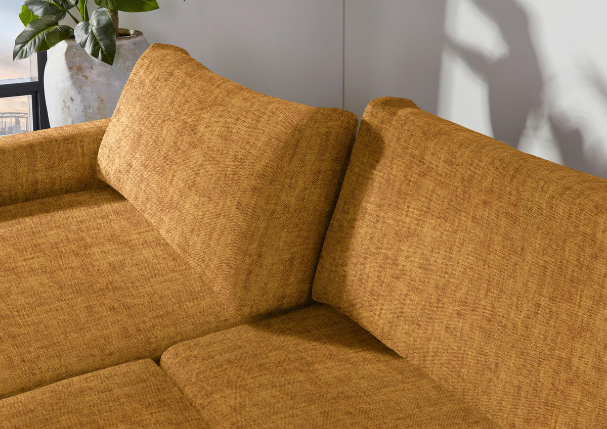 2,5-SITZER in Velours Goldfarben  - Goldfarben/Schwarz, Design, Kunststoff/Textil (240/70/125cm) - Xora