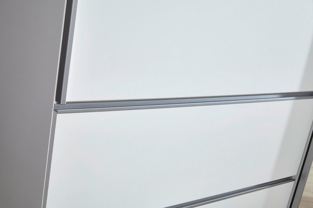 SCHWEBETÜRENSCHRANK 218/210/59 cm 2-türig Weiß  - Alufarben/Weiß, Design, Holzwerkstoff/Metall (218/210/59cm) - Rauch Möbel