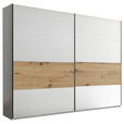 SCHWEBETÜRENSCHRANK 215/225/64 cm 2-türig  - Chromfarben/Dunkelgrau, KONVENTIONELL, Holzwerkstoff/Metall (215/225/64cm) - Xora