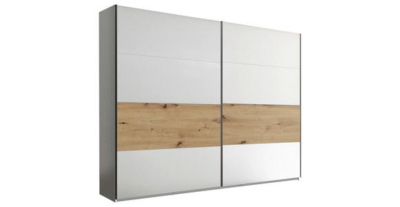 SCHWEBETÜRENSCHRANK 215/225/64 cm 2-türig  - Chromfarben/Dunkelgrau, KONVENTIONELL, Holzwerkstoff/Metall (215/225/64cm) - Xora