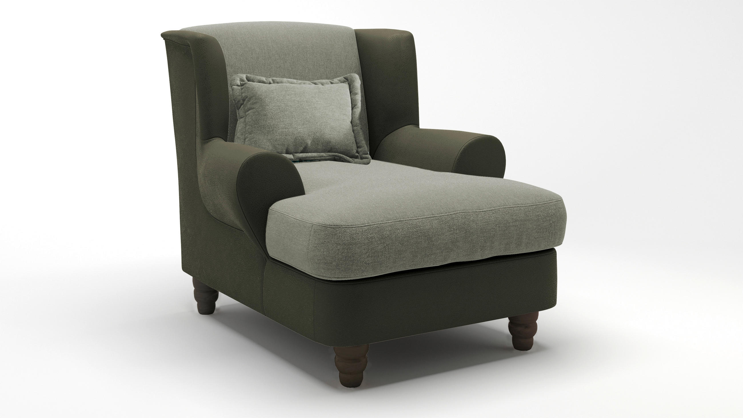 BIG SESSEL Chenille, Mikrofaser Grün, Buchefarben, Hellgrün - Buchefarben/Hellgrün, MODERN, Holz/Textil (124/104/150cm) - Livetastic