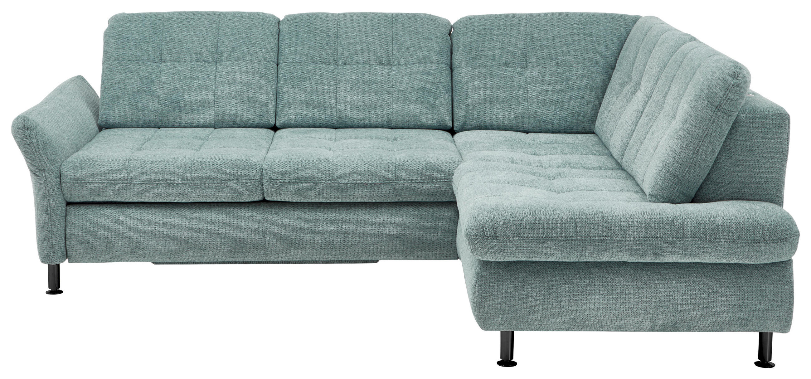 ECKSOFA in Webstoff Türkis  - Türkis/Schwarz, Konventionell, Textil/Metall (242/210cm) - Beldomo Style