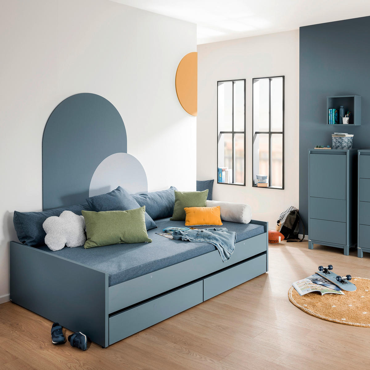 BODENBETT Little Flo Blau  - Blau/Schwarz, Basics (120/200cm) - Paidi