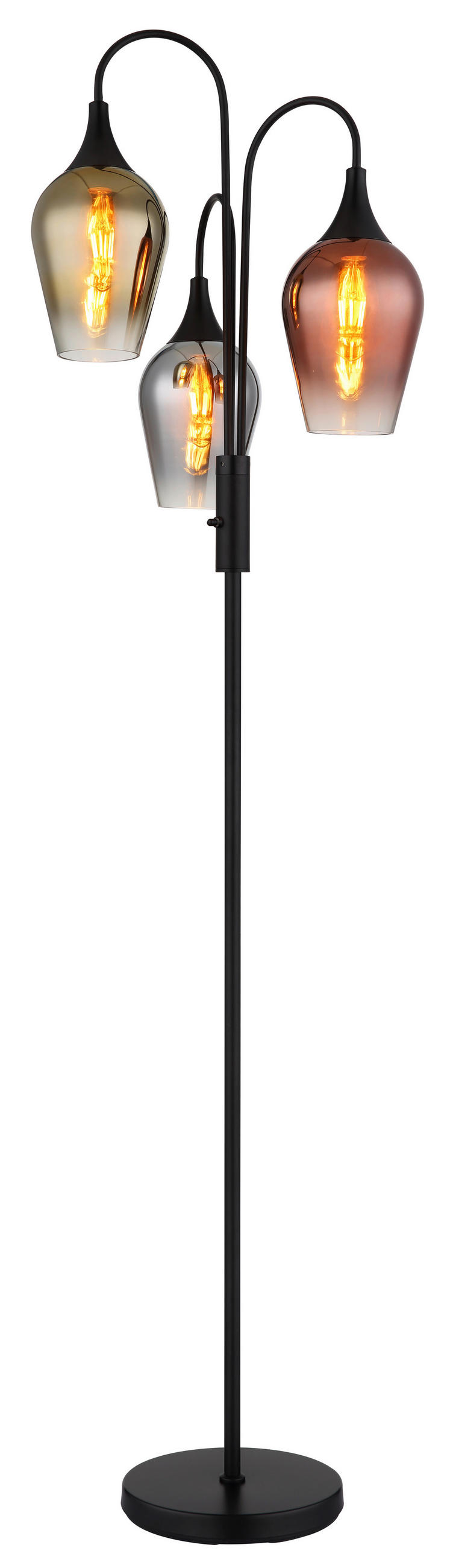 GOLVLAMPA 43/165 cm    - klar/kromfärg, Design, metall/glas (43/165cm) - Globo