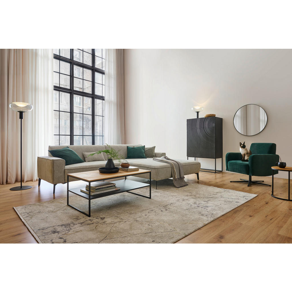 Thumbnail - Johann Jakob Ecksofa, Hellgrau, Textil, 3-Sitzer, Ottomane rechts, L-Form, 285x190 cm, Goldenes M, Made in Germany, Dgm,...