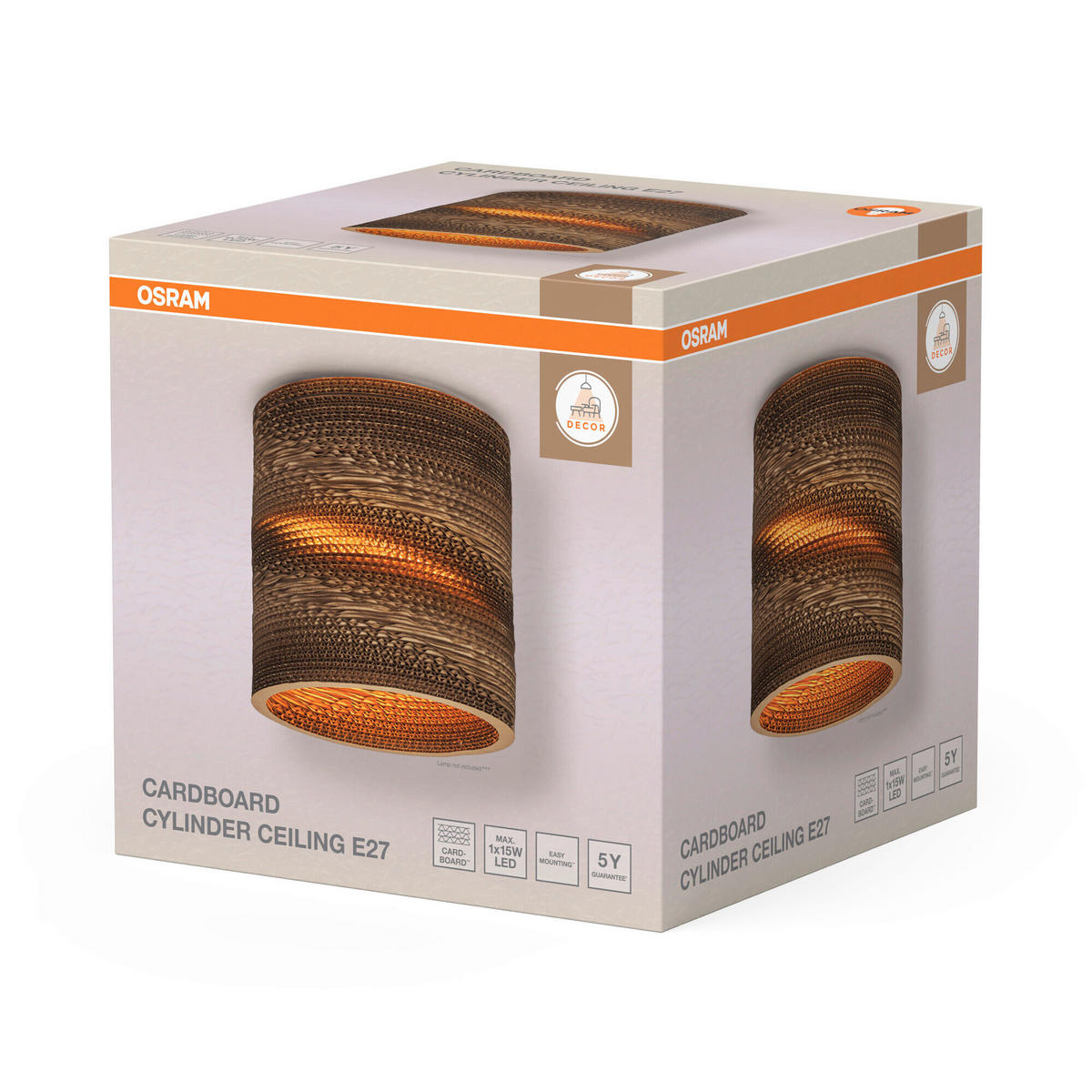 DECKENLEUCHTE  25/26 cm    - Braun, Natur, Karton/Metall (25/26cm) - Osram