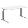 SCHREIBTISCH 140/80/70-82 cm Weiss, Alufarben  - Weiss/Alufarben, Konventionell, Holzwerkstoff/Metall (140/80/70-82cm) - Moderano