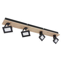 LED-STRAHLER 66 cm  - Dunkelbraun/Schwarz, Natur, Glas/Holz (66cm) - Globo