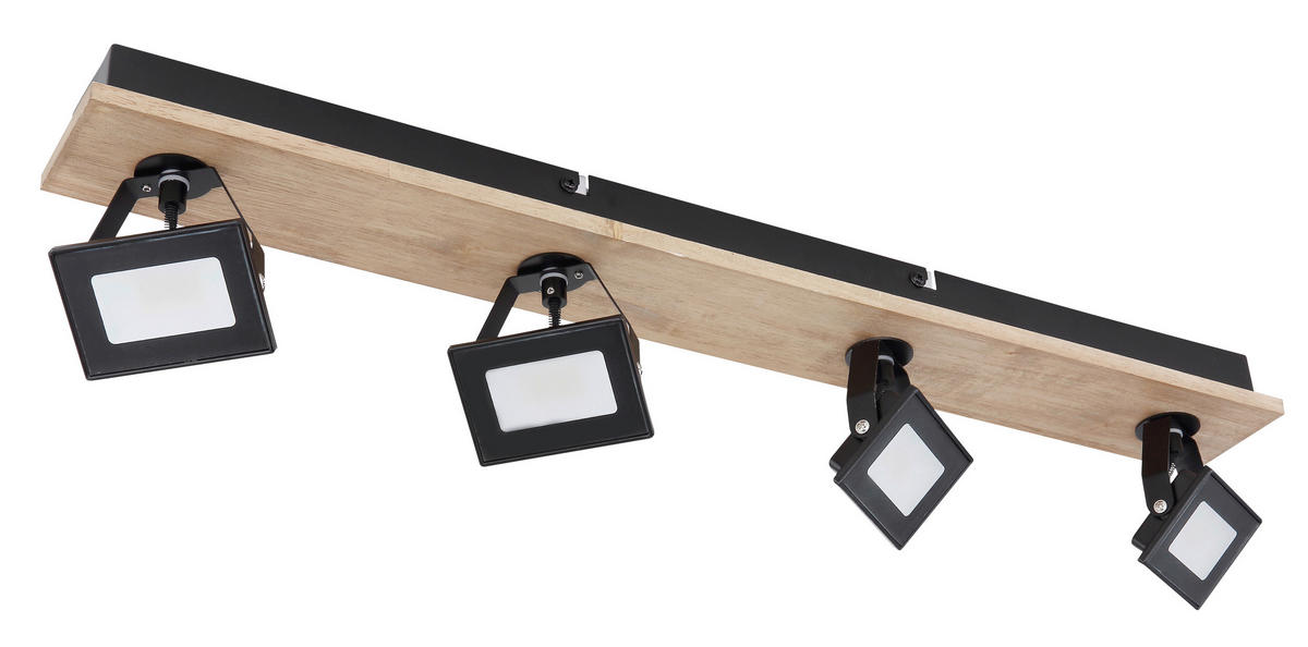 LED-STRAHLER 66 cm  - Dunkelbraun/Schwarz, Natur, Glas/Holz (66cm) - Globo