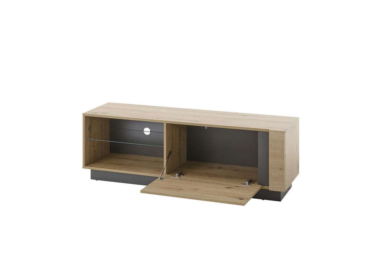 WOHNWAND 4-teilig  in Eiche Artisan, Graphitfarben  290/194/40 cm  - Graphitfarben/Eiche Artisan, Design, Glas/Holzwerkstoff (290/194/40cm) - MID.YOU