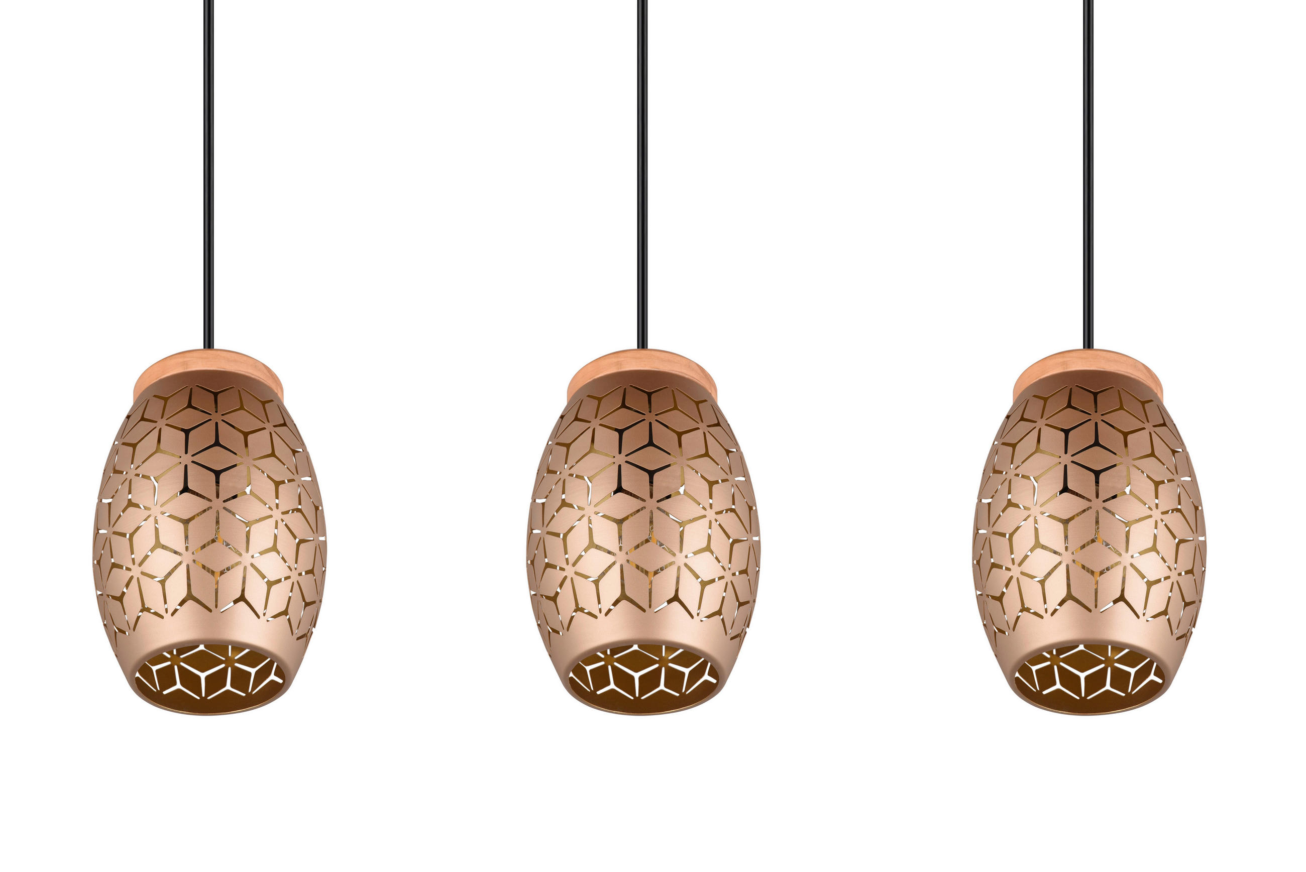 PENDELLEUCHTE Bidar 71/15/150 cm - Goldfarben/Braun, KONVENTIONELL, Holz/Metall (71/15/150cm)