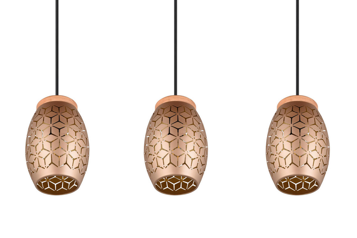 PENDELLEUCHTE Bidar 71/15/150 cm   - Goldfarben/Braun, KONVENTIONELL, Holz/Metall (71/15/150cm)