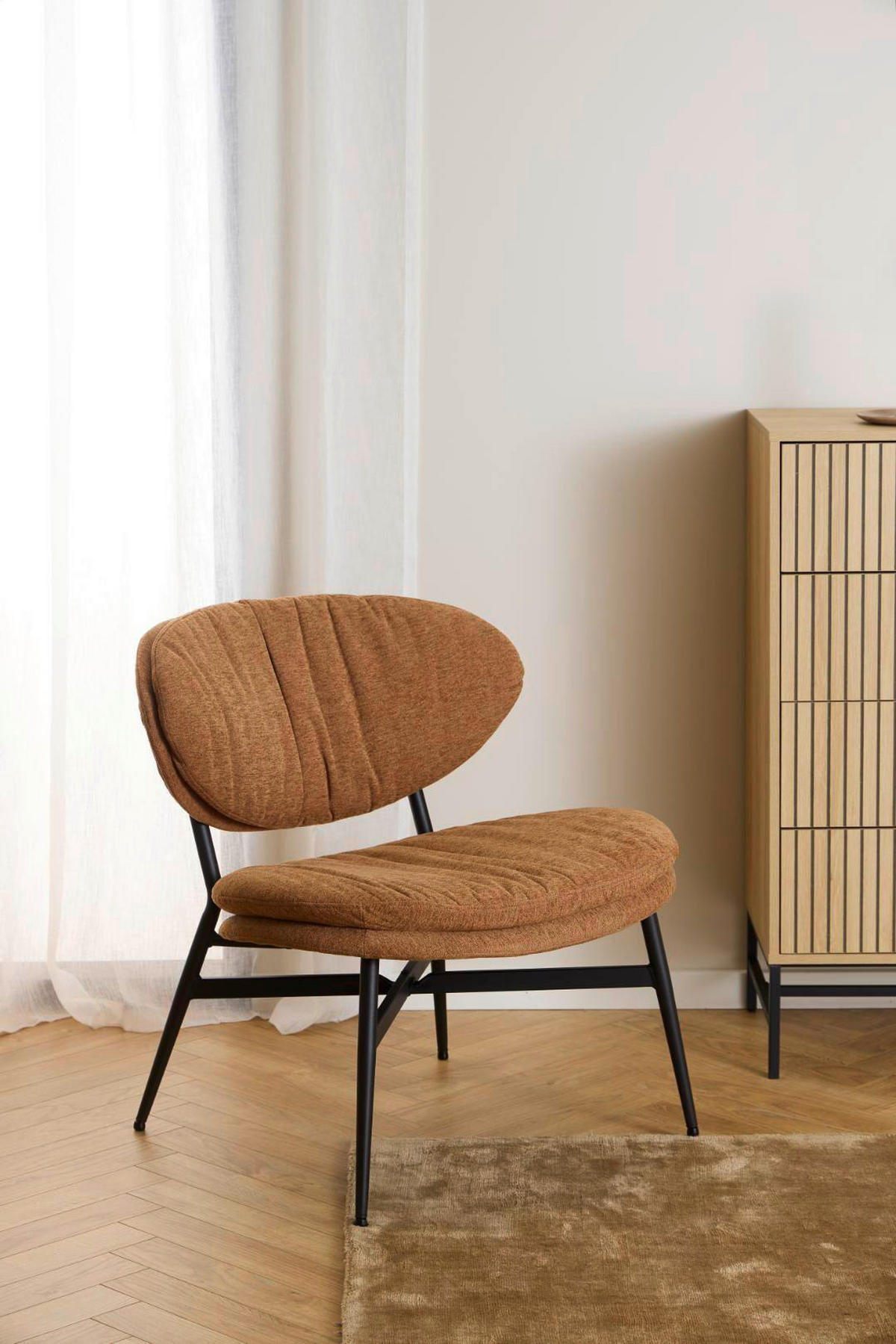 FÅTÖLJ i metall, textil terrakotta  - terrakotta, Design, metall/textil (70/73/76cm) - Best Price