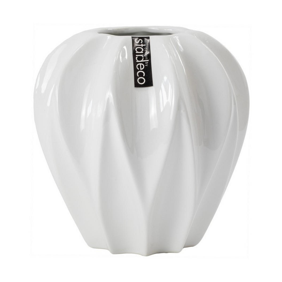 VÁZA, keramika, 15 cm - vysoce lesklá bílá, Basics, keramika (15/15cm)