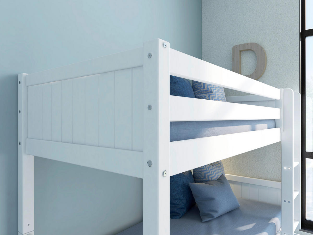 AUSZIEHBETT 90/200 cm,  in Absturzsicherung, Leiter, Lattenrost, Rollroste, Bettschublade  - Weiß, MODERN, Holz (90/200cm) - Chameo