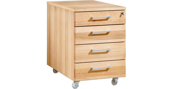 ROLLCONTAINER - Silberfarben/Buchefarben, KONVENTIONELL, Holz/Kunststoff (40/57/65cm) - Linea Natura