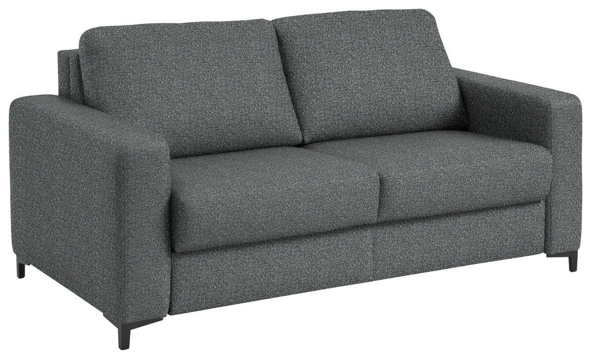 SCHLAFSOFA Webstoff Anthrazit Fussart wählbar, Stoffauswahl, Schlafen auf Sitzhöhe, Rückenfutter, Armteil links, Armteil rechts  - Anthrazit/Schwarz, Konventionell, Textil/Metall (196/87/103cm) - Dieter Knoll