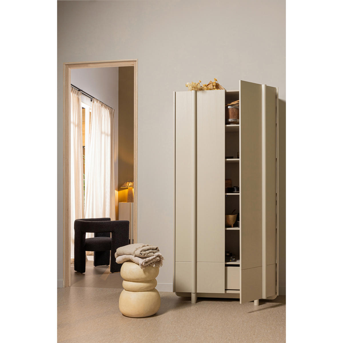GARDEROBENSCHRANK Basu  in 101/210/46 cm  - Grauweiß, Design, Holz (101/210/46cm) - Livetastic