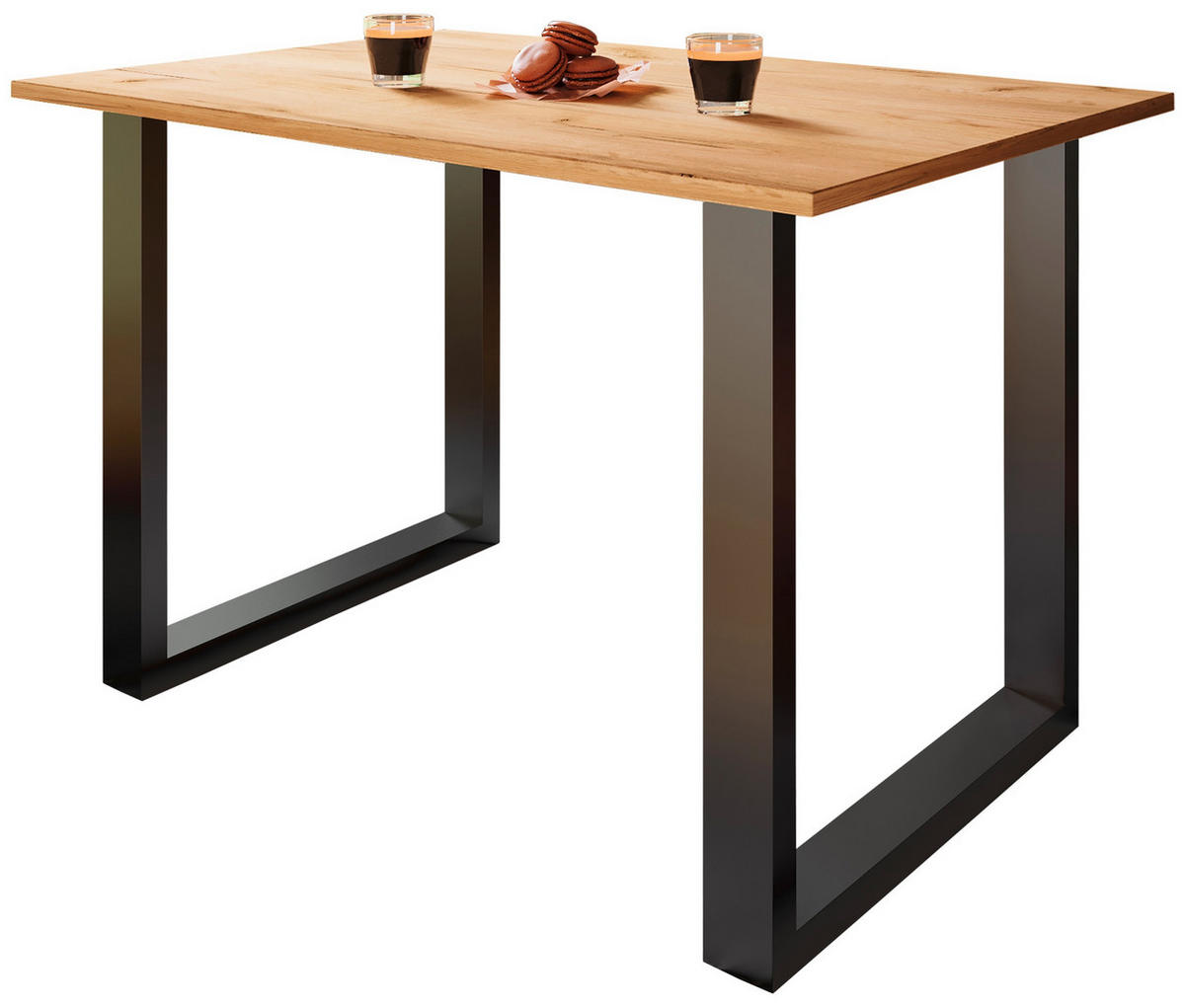 SCHREIBTISCH  in Schwarz, Honigeiche  - Honigeiche/Silberfarben, Design, Holzwerkstoff/Metall (140/76/50cm) - MID.YOU