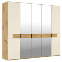 DREHTÜRENSCHRANK 250/216/58 cm,  in Eichefarben, Champagner, 5 Tür(en)  - Schieferfarben/Champagner, Design, Glas/Holz (250/216/58cm) - Musterring