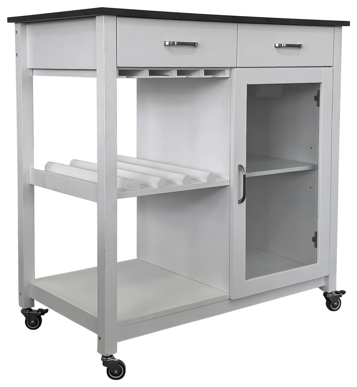 SERVIERWAGEN Weiß  - Silberfarben/Schwarz, Basics, Glas/Holzwerkstoff (90/91/50cm) - MID.YOU