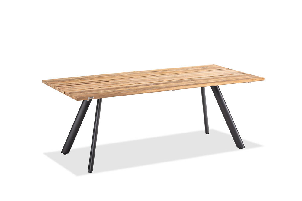 GARTENTISCH 220/95/76 cm  - Anthrazit/Teakfarben, Design, Holz/Metall (220/95/76cm)