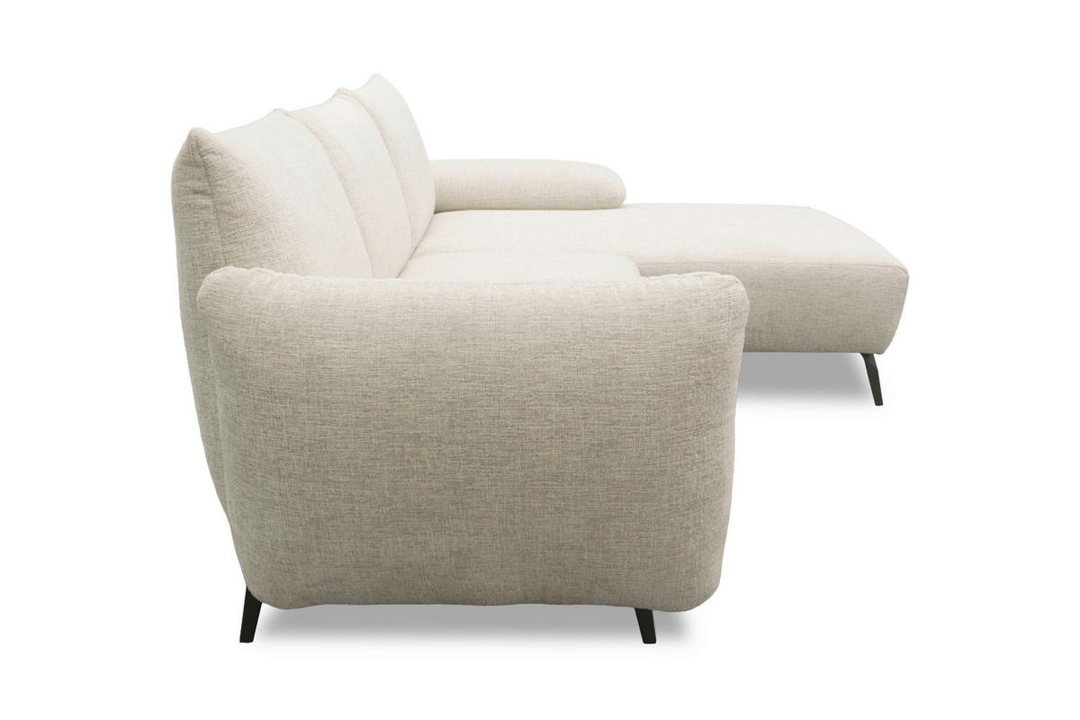ECKSOFA 200 030 Beige Chenille  - Beige/Schwarz, MODERN, Textil/Metall (274/155cm) - Livetastic
