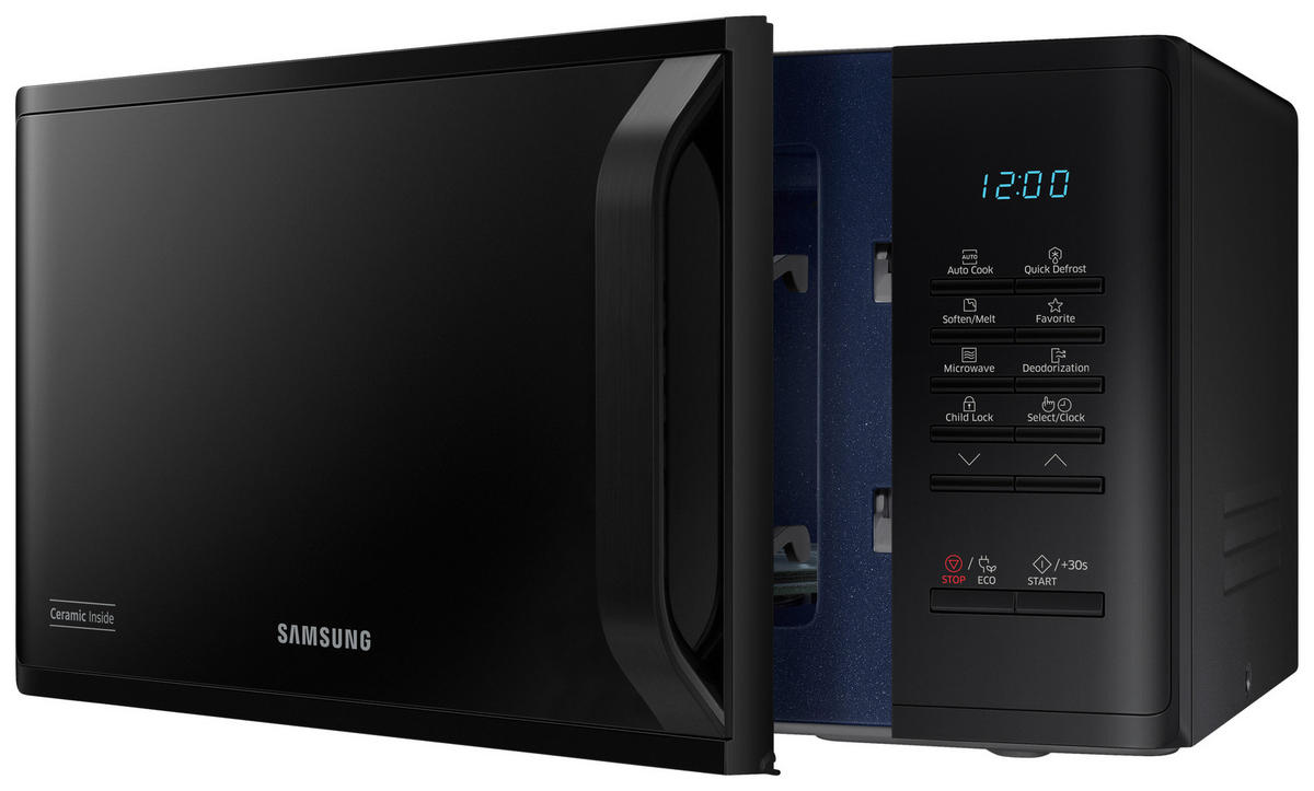 MIKROWELLE MS23K3513AK/EG  - Schwarz Hochglanz, Basics, Glas/Kunststoff (48,9/27,5/37,4cm) - Samsung