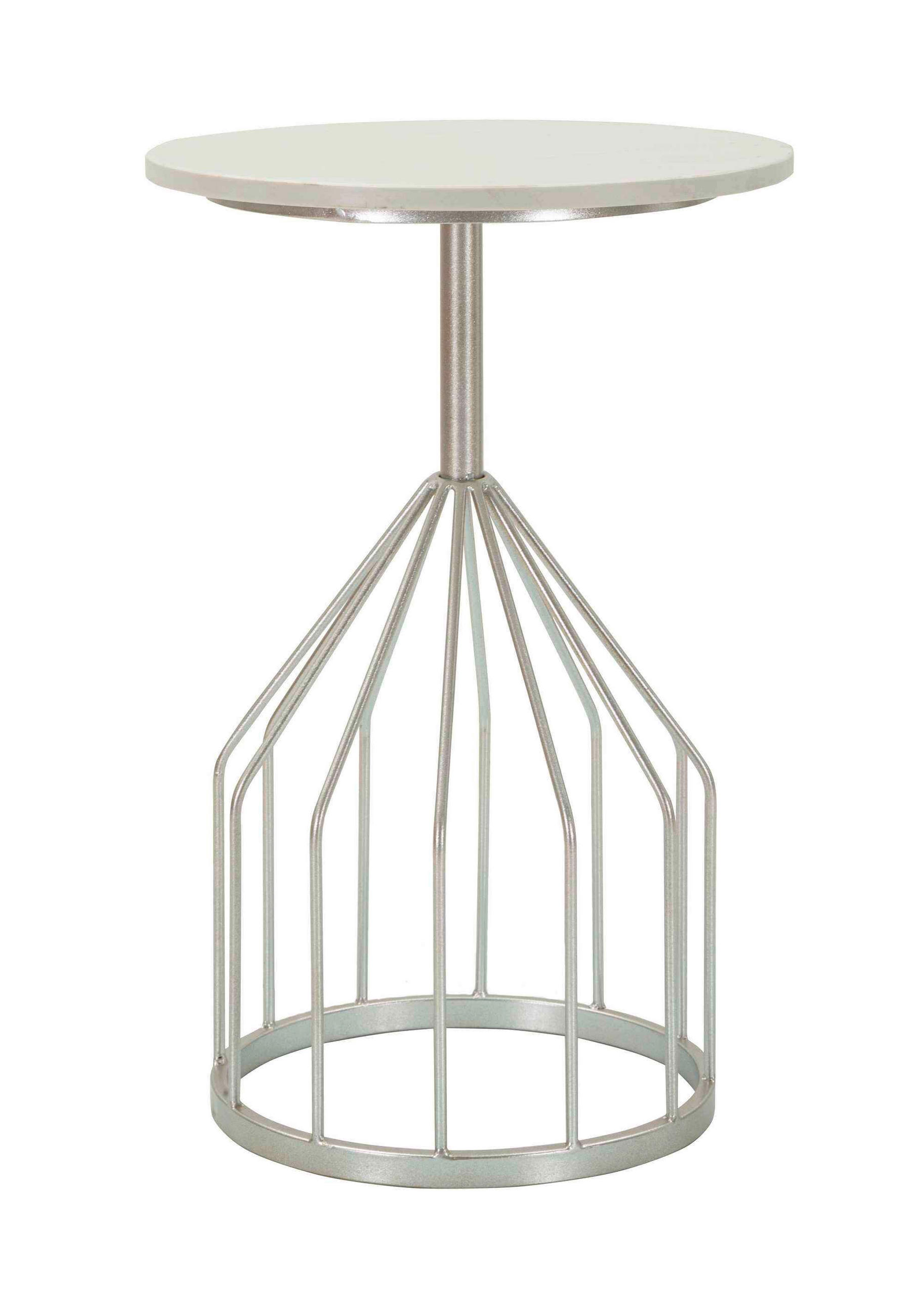 COUCHTISCH Silberfarben  - Silberfarben, Basics, Stein/Metall (37,5/58cm)