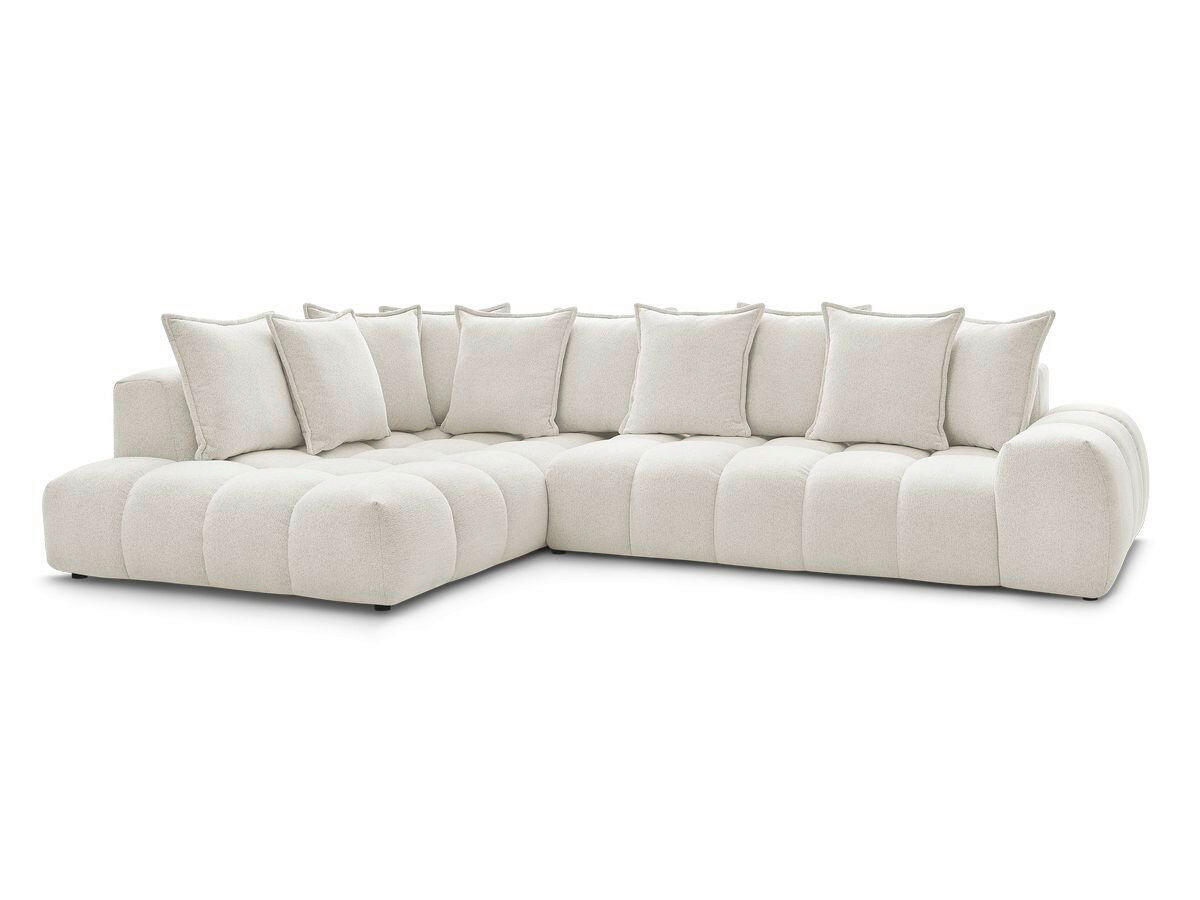 ECKSOFA Ottomane links  EVEREST Weiß Flachgewebe  - Schwarz/Weiß, MODERN, Kunststoff/Textil (210/352cm) - Livetastic