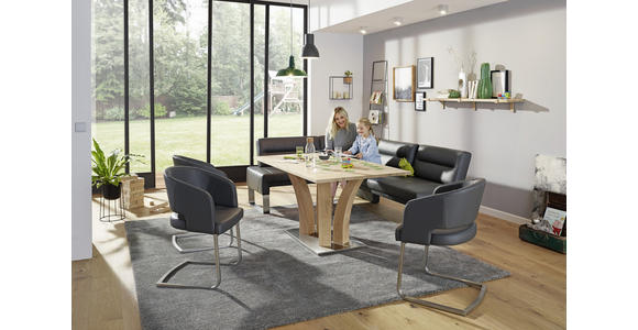 ECKBANK 171/236 cm in Graphitfarben, Edelstahlfarben - Edelstahlfarben/Dunkelgrau, Design, Leder/Metall (171/236cm) - Dieter Knoll