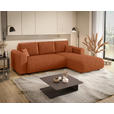 ECKSOFA inkl. Funktionen Terracotta Cord  - Terracotta/Schwarz, KONVENTIONELL, Kunststoff/Textil (260/200cm) - Xora