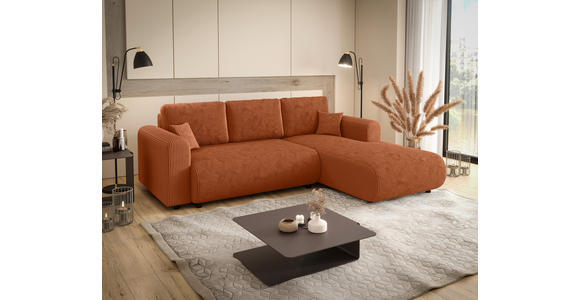 ECKSOFA inkl. Funktionen Terracotta Cord  - Terracotta/Schwarz, KONVENTIONELL, Kunststoff/Textil (260/200cm) - Xora