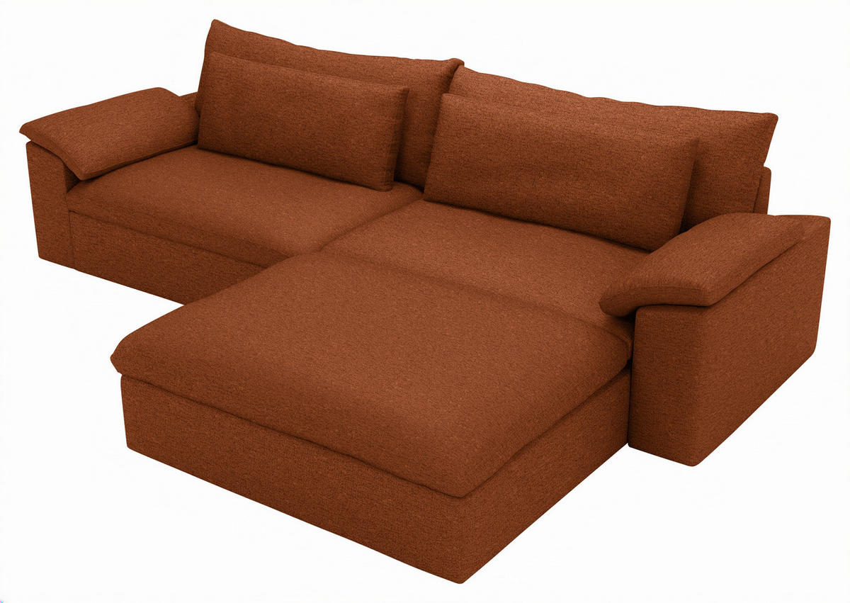 ECKSOFA Flachgewebe Rostfarben  - Rostfarben/Schwarz, Modern, Kunststoff/Textil (306/198cm) - Carryhome