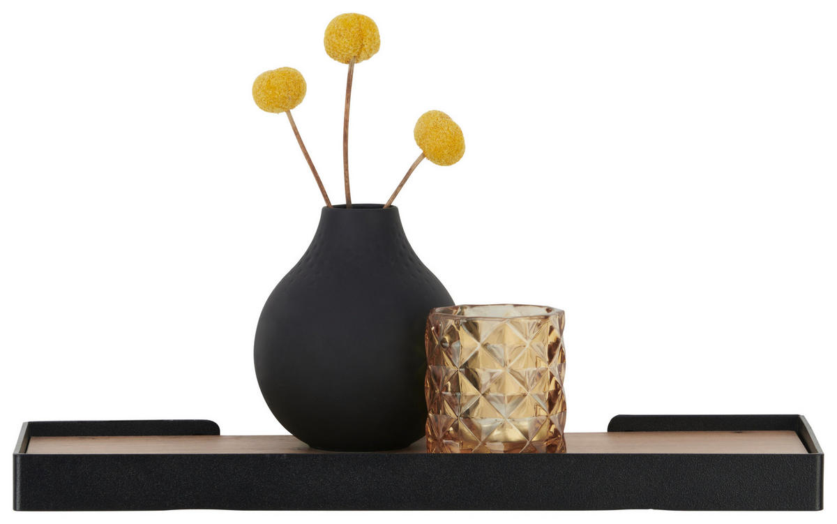 VÄGGHYLLA 40/3/15 cm  - svart/ekfärgad, Basics, metall/trämaterial (40/3/15cm) - Xora