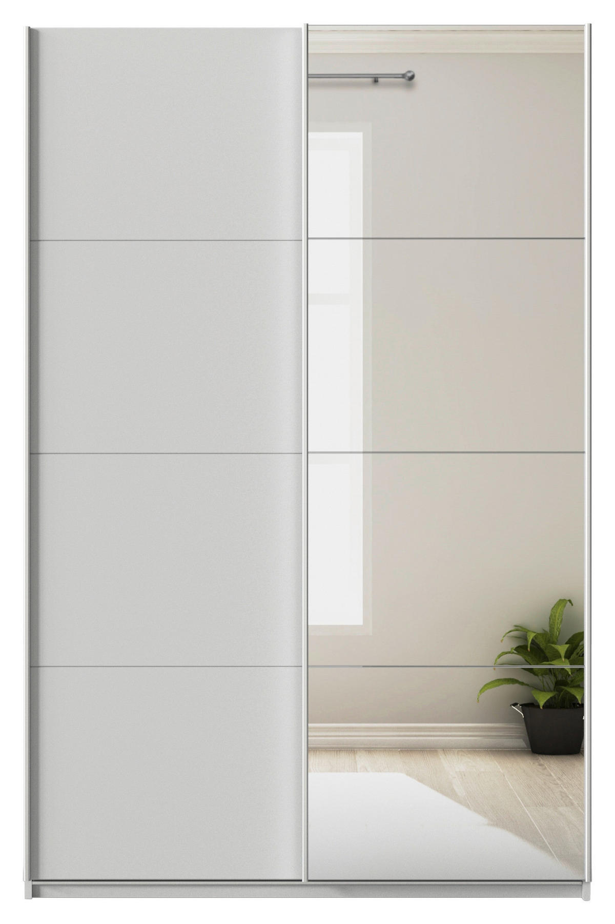 SCHWEBETÜRENSCHRANK  in Seidengrau  - Seidengrau/Alufarben, KONVENTIONELL, Glas/Holzwerkstoff (136/210/62cm) - Xora