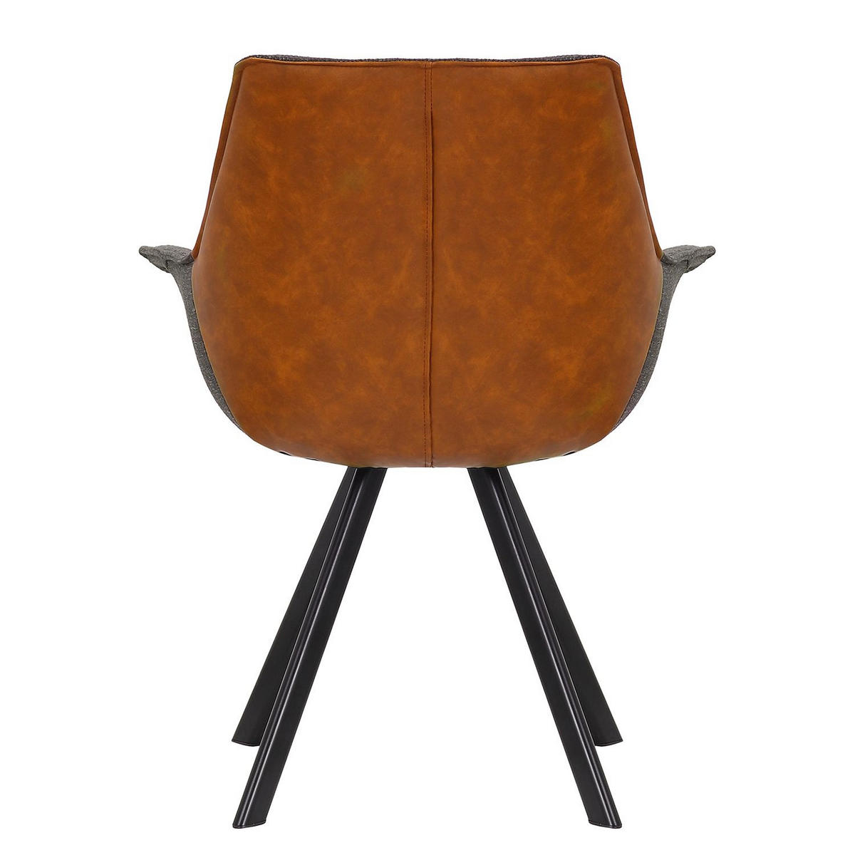 ARMLEHNSTUHL  in Eisen Lederlook, Leinenoptik  - Dunkelgrau/Schwarz, MODERN, Textil/Metall (65/87/65cm) - home24