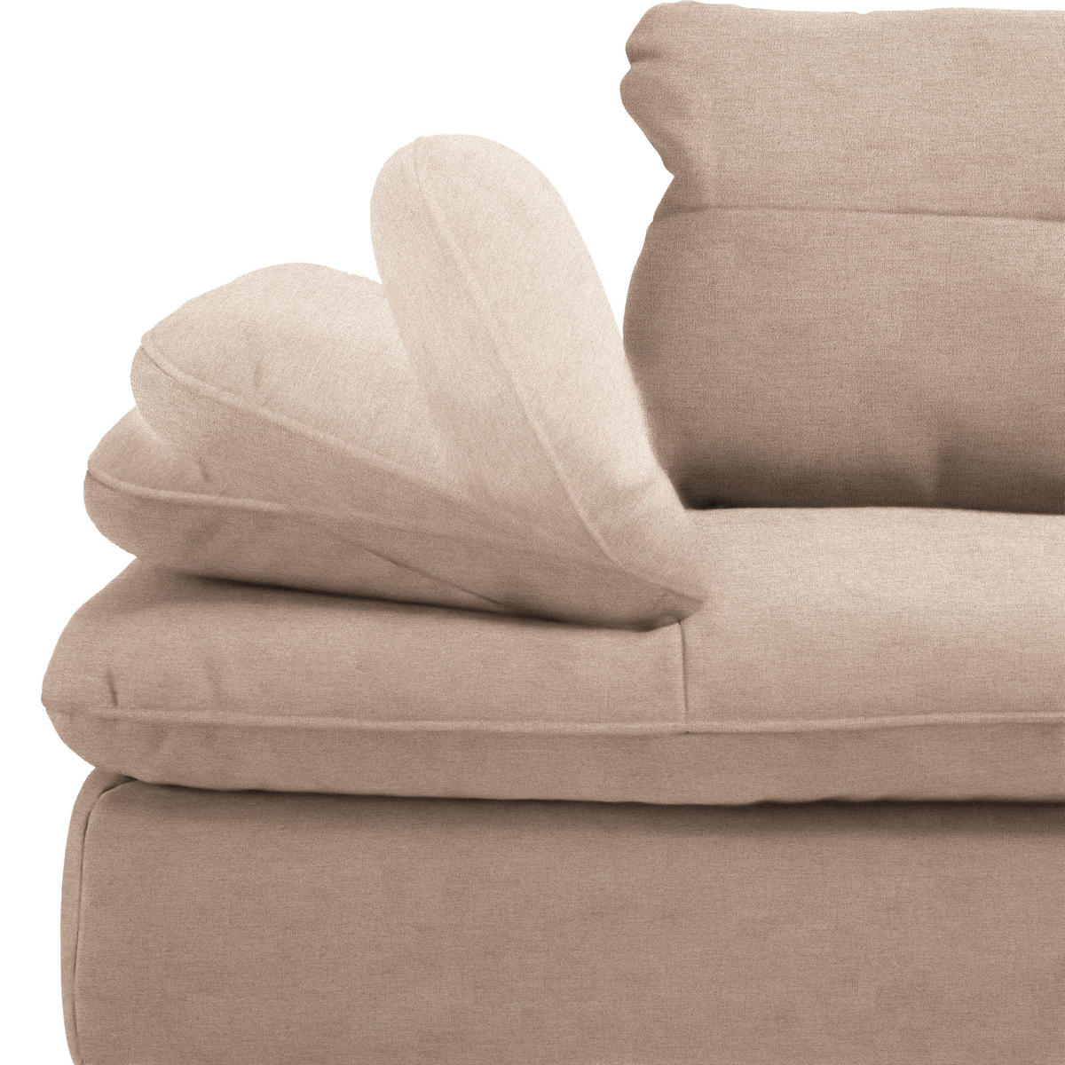 ECKSOFA in Flachgewebe Taupe  - Taupe/Schwarz, Design, Textil/Metall (344/271cm) - Chilliano